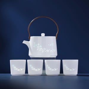 Service à thé fait main Linglong en porcelaine, coffret cadeau Jingdezhen théière et tasses translucides