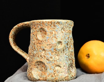 Rustic Handcrafted Natural Ceramic Mug - Handmade Clay Coffee Cup with Earthy Vibe
