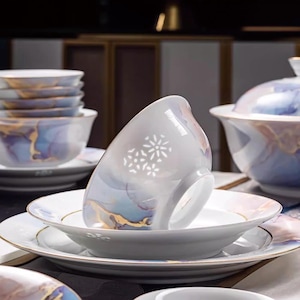 Personalized 16-Piece Porcelain Dinnerware Set, Gift Box for Wedding & Housewarming