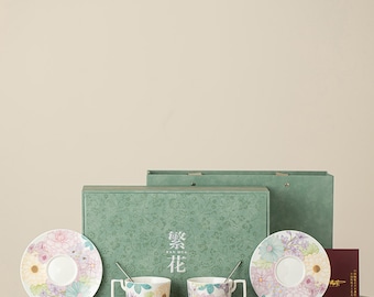 Personalized Floral Cup Set, Custom Wedding Gift for Couple
