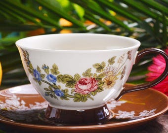Floral Pottery Coffee Mug - Spring Garden Design Household Coffee Cup for Home & Garden