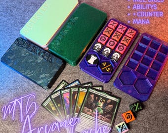 Arcane Cache | Magnetic Dice & Counter Case for MTG | Mana + Ability Dice | Handmade TCG Accessories | Magic the Gathering