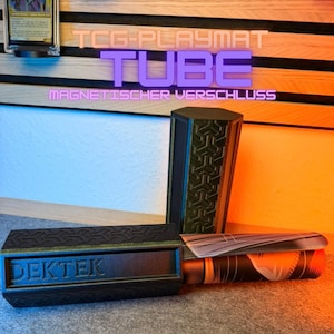 Tubo para tapete de juego TCG | Estuche magnético para tapete de juego | Impreso en 3D y hecho a mano en Alemania | Estuche para tapete de juego de 61 × 35,5 cm | MTG