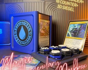 MTG Legendary Commander Deck Box | Magnetic | 18 Tokens in Lid | 3D Seal Designs | Handmade in Germany | Magic the Gathering TCG