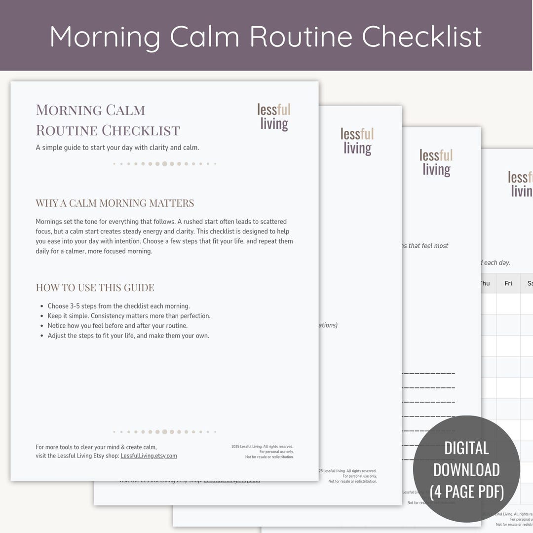 Morning Calm Routine Checklist - Printable PDF Guide (4 Pages) - Etsy