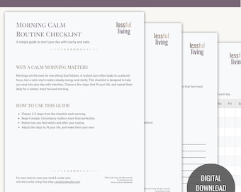 Morning Calm Routine Checklist - Printable PDF Guide (4 Pages)