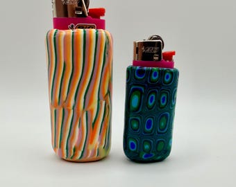 Feuerzeughüllen aus Polymer Clay - 2er-Set (Standard UND Mini BIC)