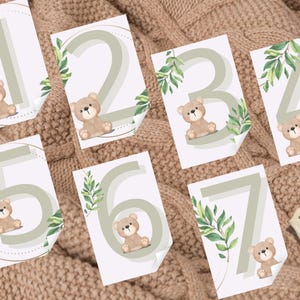 Cartes imprimables d'étape importante pour bébé, Cartes d'étape importante pour bébé unisexe, Cartes d'étape importante du mois, Cartes ours en peluche, Cadeau pour un nouveau-né, Cadeau de baby shower, Cartes d'étape mensuelles