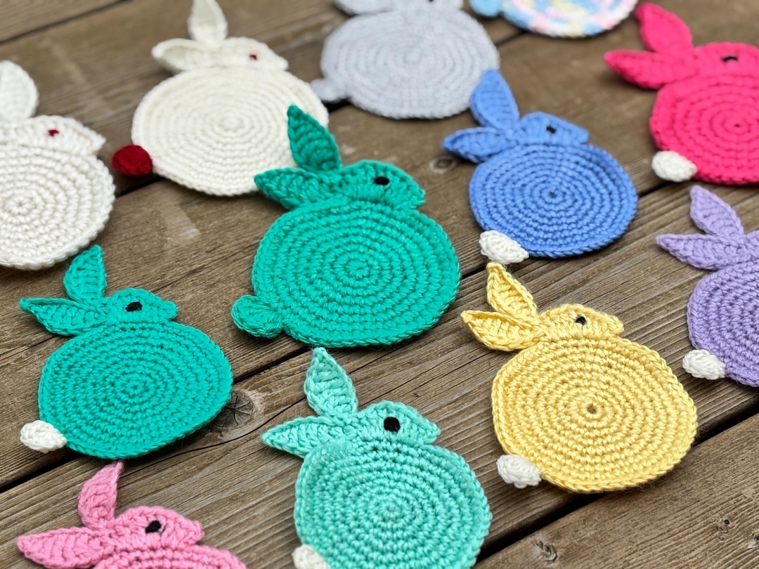 Handknit Bunny Rabbit Coasters - Etsy