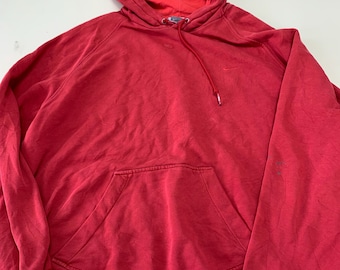 Röd vintage Nike swoosh-huvtröja i storlek XXL