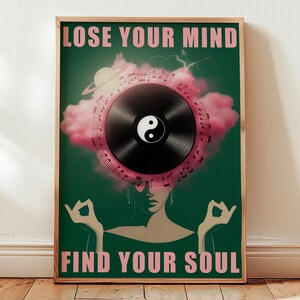 Retro Music Poster in bold pink and green design.