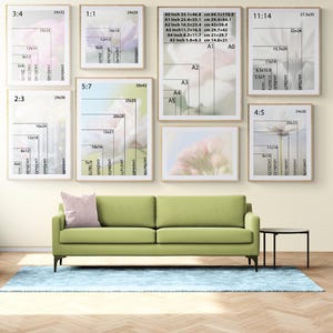 Guía de tamaño de arte de pared Guía de tamaño de marco Guía de tamaño de impresión Guía de tamaño de impresión digital Guía de proporción de arte de pared Guía de tamaño de arte Descarga digital Cuadrado