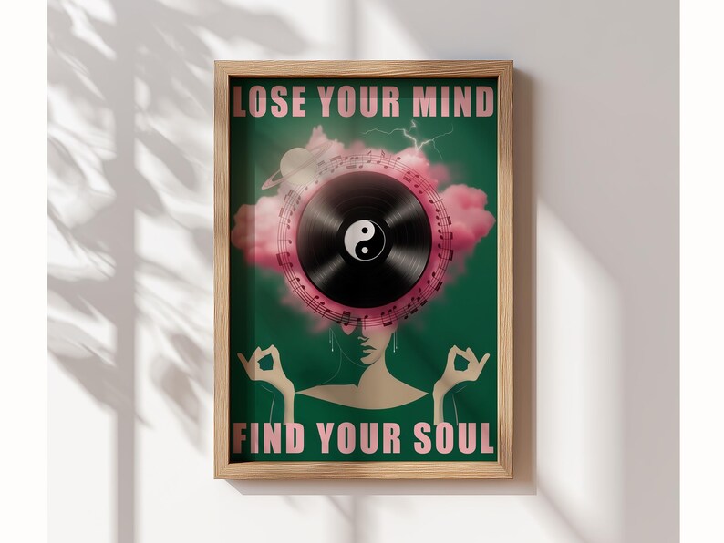 Retro music poster in a digital art style for instant download.