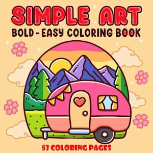 Simple Art: Cute Relaxation Coloring Book by Coco Wyo Instant Digital Download Fun Relaxation PDF Book 53 Coloring Pages