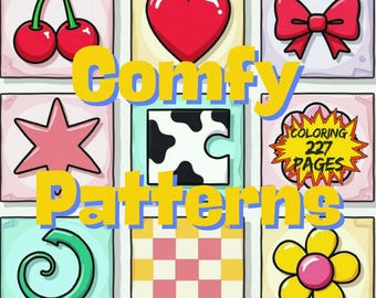 Libro para colorear de patrones cómodos de CoCo Wyo (PDF): 227 páginas imprimibles para niños y adultos, descarga digital instantánea, libro para colorear atrevido y fácil.