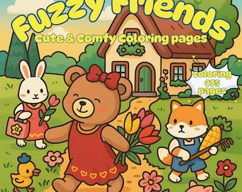 Libro para colorear de CoCo Wyo: Amigos Peludos (PDF): 475 páginas imprimibles para niños y adultos, descarga digital instantánea, libro para colorear atrevido y fácil.