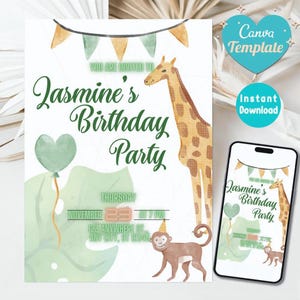 Invitation modifiable numérique appelant tous les fêtards | Fête des animaux Célébration Anniversaire d&#39;enfants | Invitation d&#39;anniversaire modifiable à tout âge à télécharger