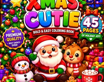 Cozy Christmas Coloring Book 45 Cute Winter Pages Holiday PDF Digital Coloring For Adults Kids Relaxing Winter Book Printable bold and easy