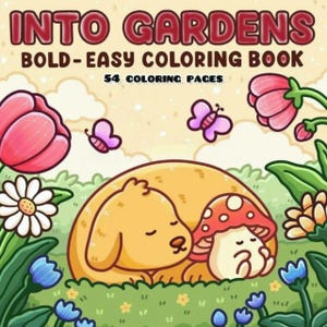 Into Gardens: Cute Relaxation Coloring Book by Coco Wyo Instant Digital Download Fun Relaxation PDF Book 54 Coloring Pages