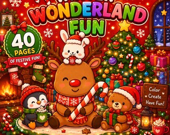 Christmas Cozy Coloring Book 40 Cute Winter Pages Holiday PDF Digital Coloring For Adults Kids Relaxing Winter Book Printable bold & easy