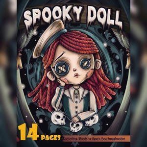 Spooky Doll: Cute Relaxation Coloring Book by Coco Wyo Instant Digital Download Fun Relaxation PDF Book 14 Coloring Pages