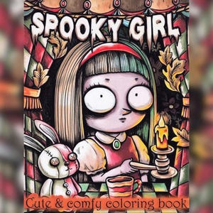 Spooky Girl: Cute Relaxation Coloring Book by Coco Wyo Instant Digital Download Fun Relaxation PDF Book 39 Coloring Pages