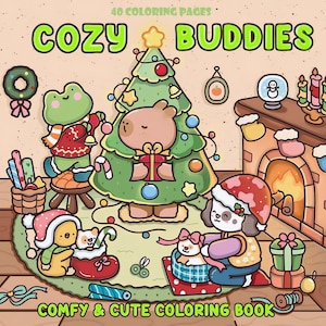 High Quality Cozy Buddies Coloring Pages, Cute Animal Characters for Relaxation 40 Easy Designs for Adults and Teens, Instant Download