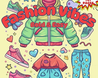 CoCo Wyo Fashion Vibes Coloring Book PDF – 187 Printable Pages for Kids & Adults, Instant Digital Download, Bold and Easy Coloring Book