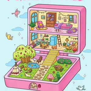 Pocket World: Cute Relaxation Coloring Book by Coco Wyo Instant Digital Download Fun Relaxation PDF Book 42 Coloring Pages