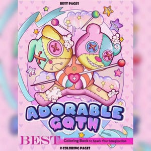 Adorable Goth: Cute Relaxation Coloring Book by Coco Wyo Instant Digital Download Fun Relaxation PDF Book 8 Coloring Pages