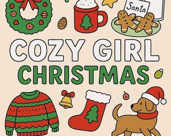 Christmas Coloring Book PDF – 50 Cozy Girl Printable Pages (Digital Download)