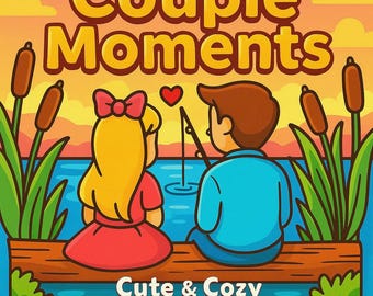 Couple Moments Coloring Book – 40 Printable Pages, Kids & Adults (Digital Download), Instant Digital Download, Bold and Easy Coloring Book