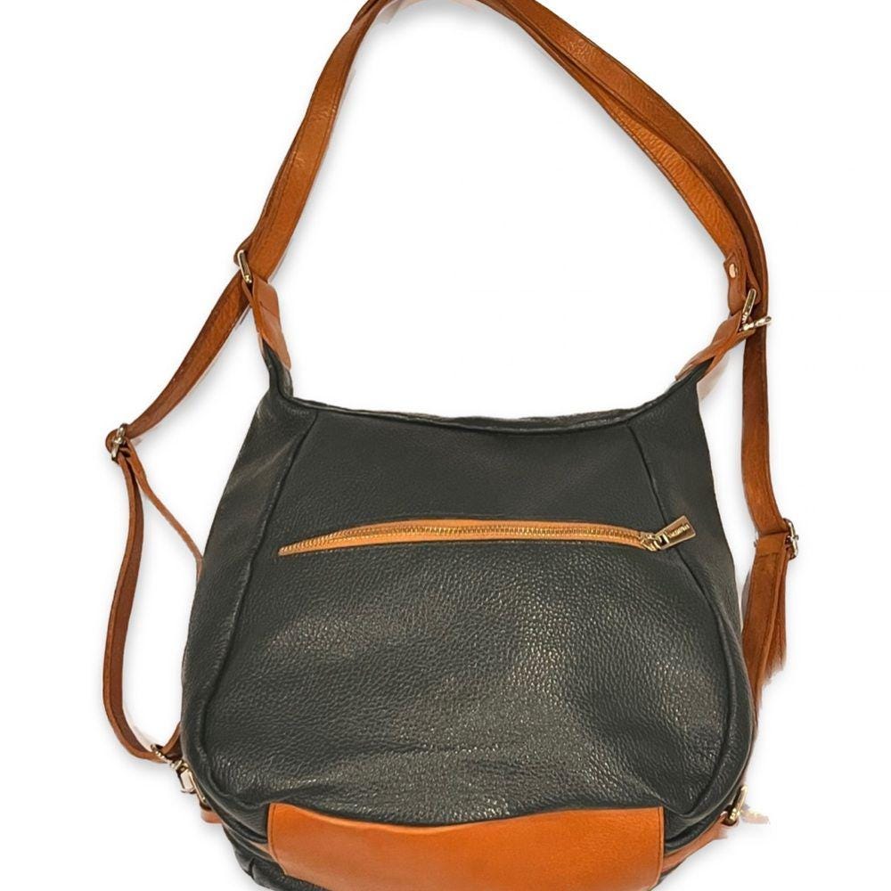 Valentina Emerald Green Pebbled Leather Backpack and Shoulder Bag NWT Valentina Green Pebbled Leather shoulder | Mercari main image 3