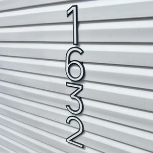 Address Sign - No Drilling for Siding Safe, Outdoor Wall Plaque, Black & White House Numbers, Signs for Condo or Townhouse, First Home Gift