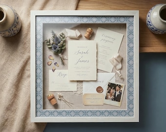 Wedding Bouquet Shadow Box - 3D Keepsake Frame for Bridal Flowers, Personalized Wedding Gift for Couple, Deep Wood Display Box for Mementos