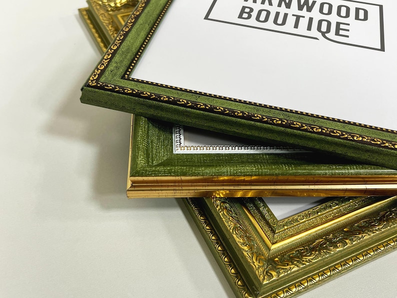 Custom Vintage Photo Frames - Ornate Picture Frame, Wall Gallery Decor, Vintage Style, Picture Frames for Wall Set, Antique Green & Gold

vintage ornate frame, antique picture frame, baroque style frame, gold wall frame, victorian wall decor, custom vintage frame set, shabby chic photo frame, ornate gold frame, black frame, decorative art frame, mirror frame, custom wall decor, gallery frame set, vintage mirror frame, elegant frames, victorian gold frame, wall art frame set, luxurious decor.