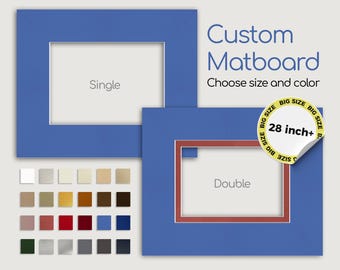 Passe-partout personalizado de tamanho grande para molduras de fotos - diversas opções de cores | Abertura com corte personalizado | Passe-partout simples ou duplo | Passe-partout para fotos