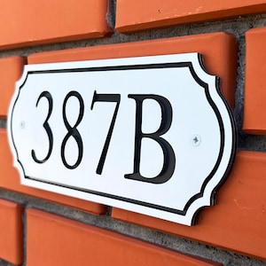 House Number Sign Black & White - Black Home Signs, Small Address Sign, Vintage Front Door Decor, Outdoor Wall Plaque, Vertical Horizontal