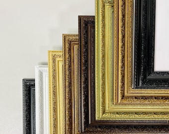Marcos de fotos vintage ornamentados personalizados: decoración de pared de estilo barroco antiguo, marcos dorados y negros para obras de arte, espejos, galerías y regalos familiares.