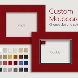 Paspartú personalizado para marcos de fotos - Colores surtidos / Abertura de corte personalizada / Paspartú simple o doble / Paspartú para fotos