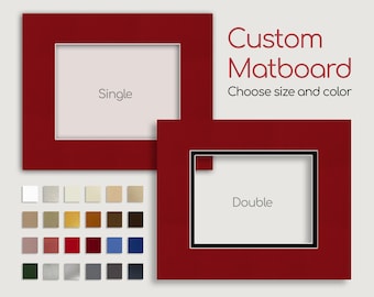 Custom Picture Frame Mat Board - Assorted Color Options | Custom Cut Opening | Single or Double Matting | Photo Matboard