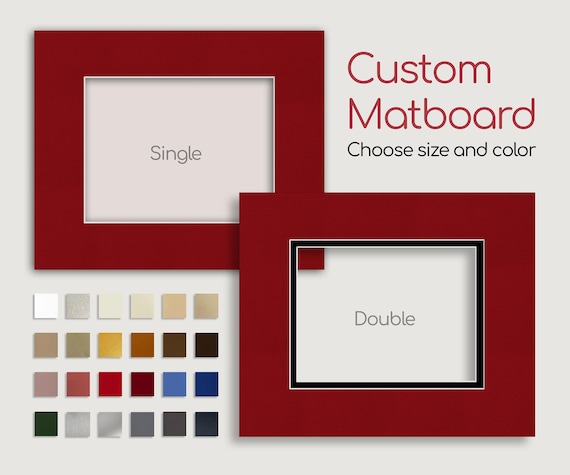 Custom Picture Frame Mat Board - Assorted Color Options | Custom Cut Opening | Single or Double Matting | Photo Matboard