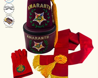 Amaranth Fez Set with Gloves Sash and Fez Case