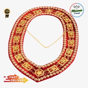 Freimaurer Shriners Kettenhalsband aus rotem Samt und mit Strasssteinen verziert