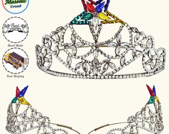 Order Of Eastern Star Casandra Style Past Matron OES Crown Silver tone adjustable fitting