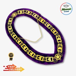 Masonic 33rd Degree Scottish Rite Kettenhalsband mit lila Samtrücken und Strass verziert