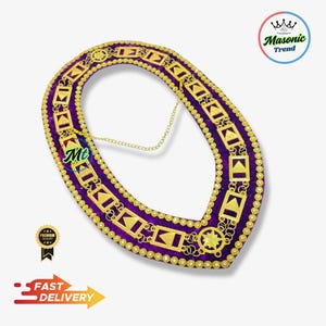 Masonic 33rd Degree Scottish Rite Kettenhalsband mit lila Samtrücken und Strass verziert