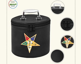 OES Fez Case, Masonic Order Of Eastern Star Fez Case Black Synthetic Leather with Black inner Beautiful Look Now safe Your OES Regalia