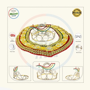 Shriners TRI Colors Kette und Krone, Freimaurer Shriners Tri Color Emblem Krone & Kettenkragen im Goldton im besten Paket
