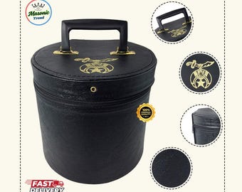 Shriner Fez Case Custom Color Synthetic Leather Machine Embroidery in premium Quality